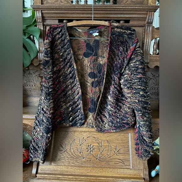 sue blue Tops - Rare Textured Multicolor Vintage Boho Grunge Whimsygoth Cardigan Size Large
